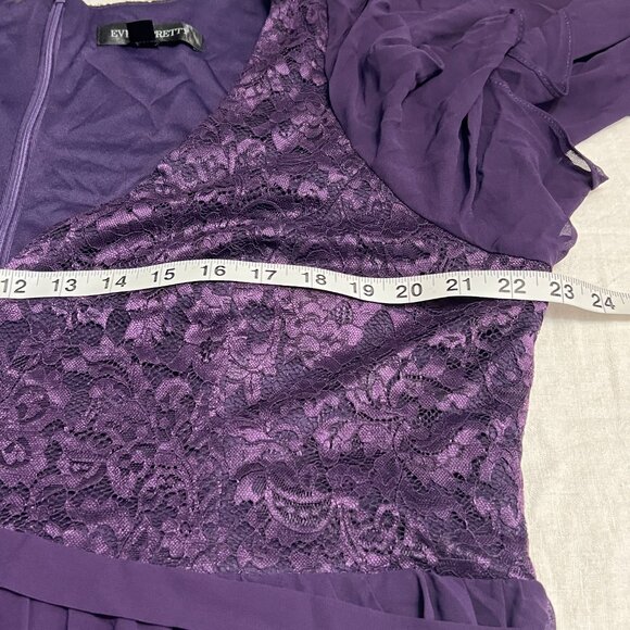 NWT Ever Pretty Women's Plus Size 3XL Purple Lace Chiffon Flutter Sleeve Evening - Picture 7 of 10